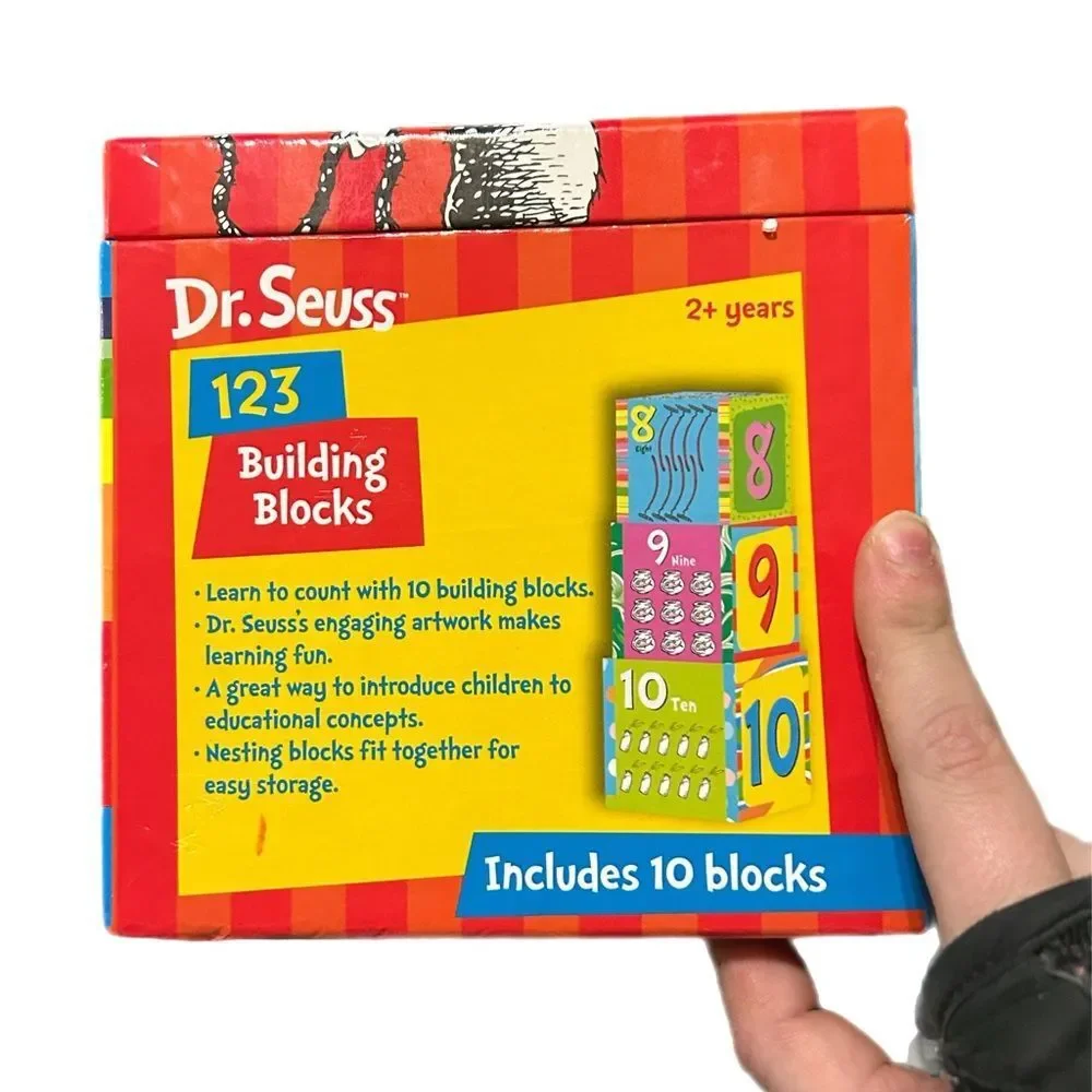 Dr Seuss Building Blocks 123 Stackable Nesting Set of 10 Sturdy 2011 Rare